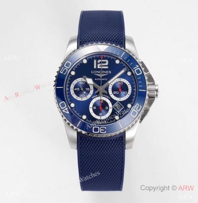 Swissclone Longines Hydroconquest Chronograph Men's 41mm Blue Rubber Strap